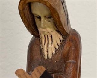 Carved Wood Monk	11in H

