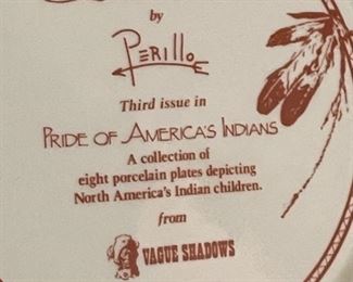 Perillo Noble Companions Collectors Plate Native American  Collectors Plate	11 in diameter
