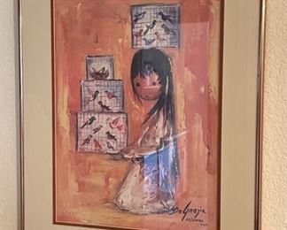 Framed DeGrazia Print Bird Seller	21 x 17
