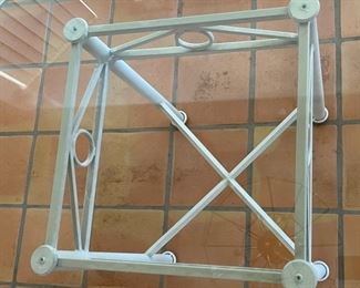 Glass & Iron Table w/ 4 Chairs	Table: 29x54x54in
