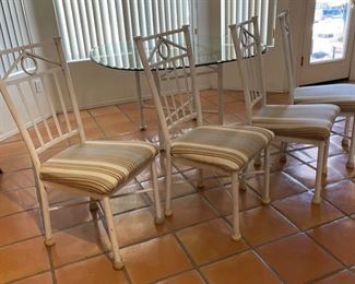 Glass & Iron Table w/ 4 Chairs	Table: 29x54x54in
