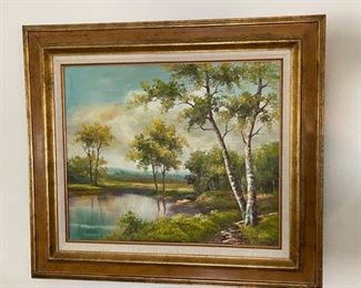 *Original* Art Pond Landscape J Regnan Painting	Art: 20x24<BR>Frame: 29x32.5in
