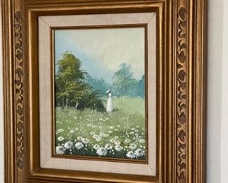 *Original* Art Woman in Field Eric Painting	Art: 8x10 <BR>Frame: 18.5x16.5in
