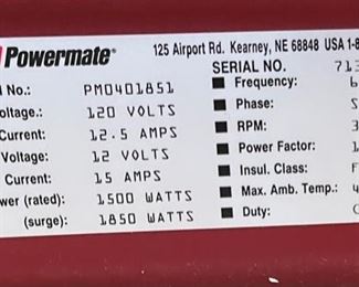 Coleman powermate Sport 1850 Portable generator	Box: 18x21x14.5in
