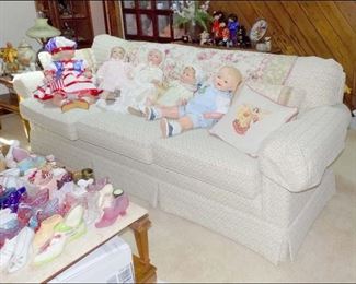 High Quality Neutral Sofa with Collectible Dolls