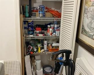 Laundry room misc.   Oreck upright vacuum.