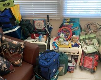 Outdoor fun assortment (coolers, sleeping bag, toys, etc.)