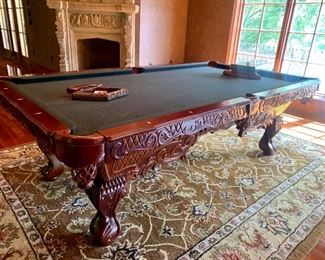 8 ft slate pool table with leather pockets 