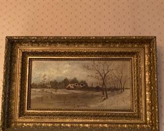 Oil Painting with Antique box gold gild Frame 