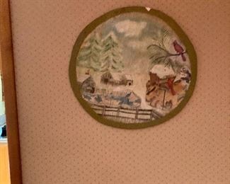 Hand Painted Winter Scene on Solid Wood 