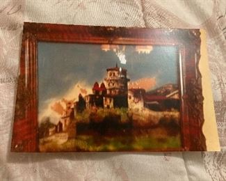 Reverse Glass painting with Hand carved solid mahogany decorative frame. Gorgeous Antique Frame.
Eastern European 