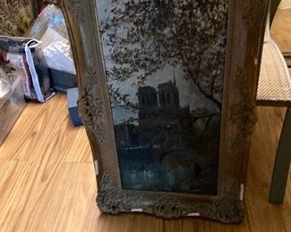 Oil Painting with  Hand carved frame.