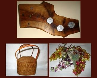 Barometer Thermometer Hydrometer, Nicely Woven Handbag and Grapes
