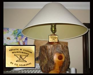 Fabulous Hand Carved Wooden Lamp by Ed Szakonyi; there are a few other Ed Szakonyi Pieces Available 