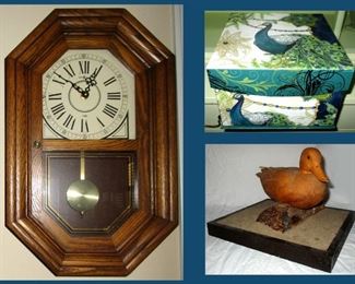 Herman Miller Clock, Peacock Nesting Boxes and a Duck on a Log 