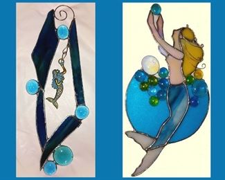 Stained Glass Mermaids;  Sample of the HUGE Selection of One of a Kind Stained Glass Pcs Available