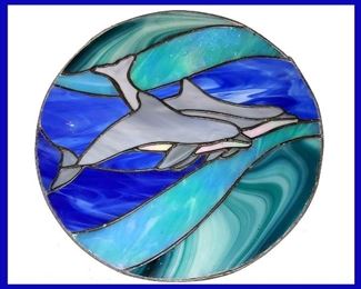 Stained Glass Dolphins;  Sample of the HUGE Selection of One of a Kind Stained Glass Pcs Available 