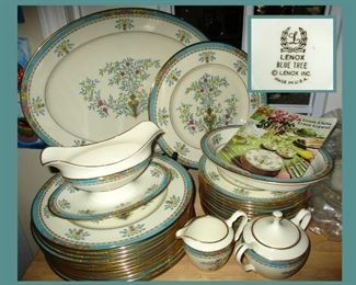 Gorgeous Set of Lenox Blue Tree China,  was still in Lenox Plastic Bags; opened most pieces for the photo 