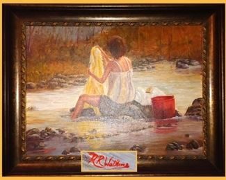 RR Watkins Large Signed Oil Painting