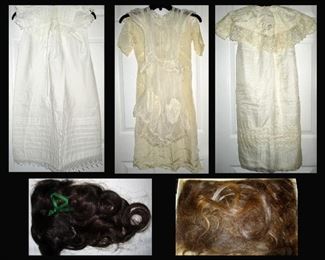Sample of  Antique Baby Gowns and Real Hair