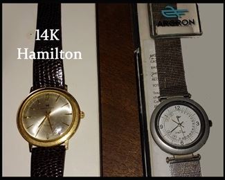 14K Gold Hamilton 1960s Watch Running and Arcron German Watch
