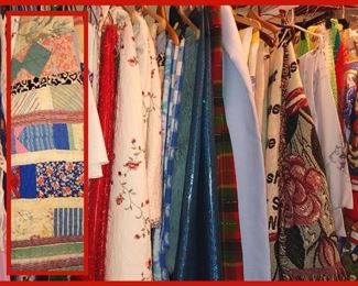 Loads of Beautiful Linens, Quilts, Table Cloths, Throws, Fabrics and More