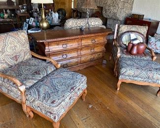 BERGERE (2) CHAIRS AND OTTOMANS (as is)        $150 each or both $250