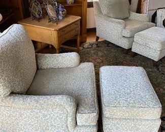 Close up pic of                                                                     MATCHING UPHOLSTERED CHAIRS & OTTOMANS $150 each or both for $250