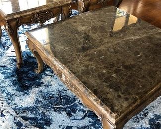 MARBLE TOP (2) END/LAMP TABLES $125 each