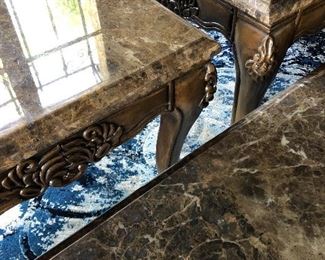(3) MARBLE TOP TABLES (cocktail & (2) end/lamp) $400 take all