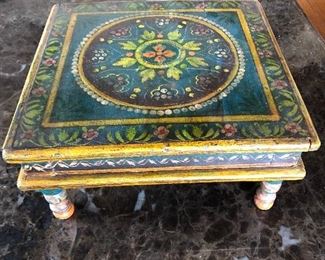 HAND PAINTED LOW STOOL $75