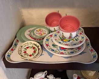Tin 1960s Toy dishes.  