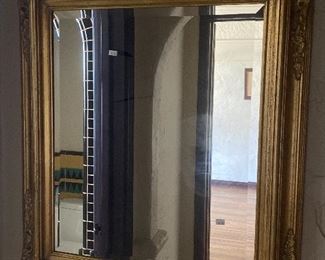 MIRROR beveled wood gold gilded frame 
27” x 31”
$95