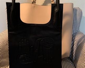 Dorothy Grant (Haida) embossed black leather handbag, like new condition