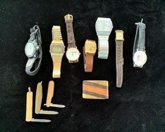 Men's watches, buckle and penknives