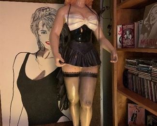 4' tall plaster statue of a cigarette girl, missing tray
