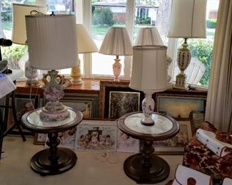 Vintage Marble Topped Tables, ANTIQUE and VINTAGE LAMPS, OIL PAINTINGS and other decorations galore! Many Beautiful and Unique Lamps and other items!