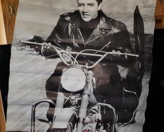 ELVIS PRESLEY on Motorcycle ORIGINAL POSTER (1960s) from movie "ROUSTABOUT" (LARGE POSTER 27"x40") Photo from him singing while riding on opening scene of movie! THIS IS NOT A REPRINT! VINTAGE ORIGINAL! 