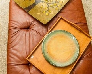 Ethan Allen Leather Ottoman (2 available)