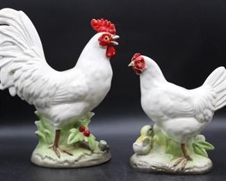 Norcrest China Rooster & Hen Figurines
