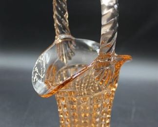  Vintage Fenton art glass handled basket

