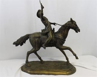 LARGE Western Cast Bronze Cowboy Sculpture
