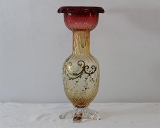 Red Ombre Footed Glass Vase
