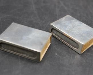 PAIR of vintage sterling silver matchstick boxes 
