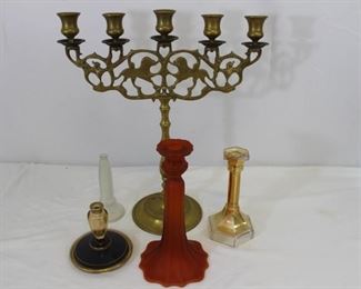 Lot of 5 vintage candlestick items

