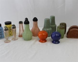 Vintage Tappan, Avon Fiesta ware glass & ceramic Salt & Pepper shakers

