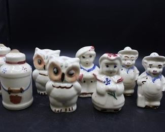 assorted Vintage Shawnee China Underglaze Hand Decorated ceramic salt & pepper shakers 4 sets
