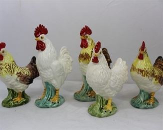 Vintage Lefton ceramic Roosters & Hens
