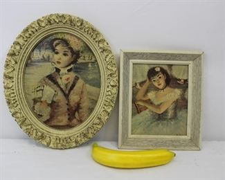 Vintage Cherry Jeffe Huldah "Avant Le Rideau" & "Young lady in Central Park" Framed print
