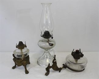  Trio Unique Antique Oil Lamps

